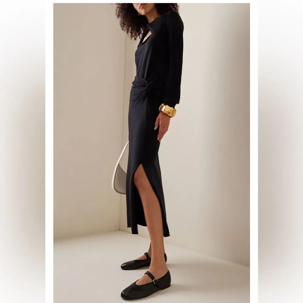 $650 Marina Moscone Twist Wool And Cashmere-Blend Midi Skirt NWT